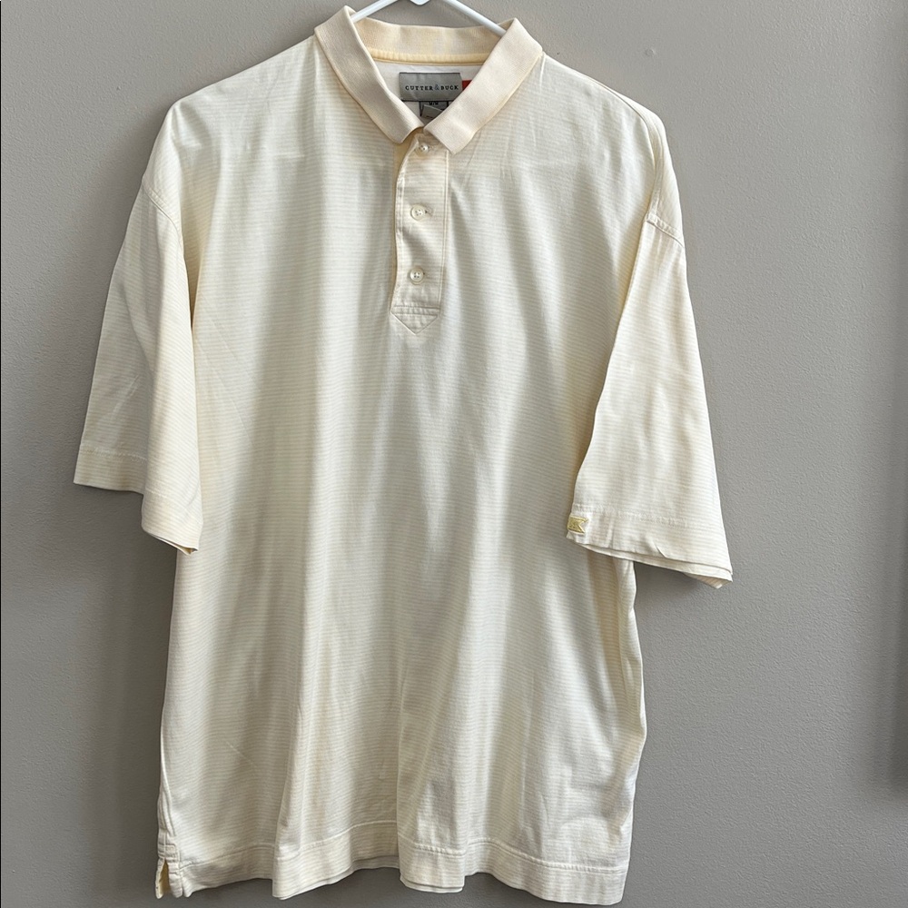 Cutter and Buck pale yellow short sleeve polo shirt size medium - Picture 2 of 15